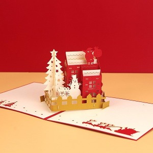 화이트 크리스마스 트리 3D 카드